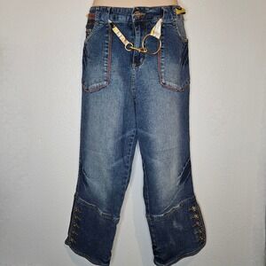 Baby Phat Women's Blue Wash Belted Denim Jeans